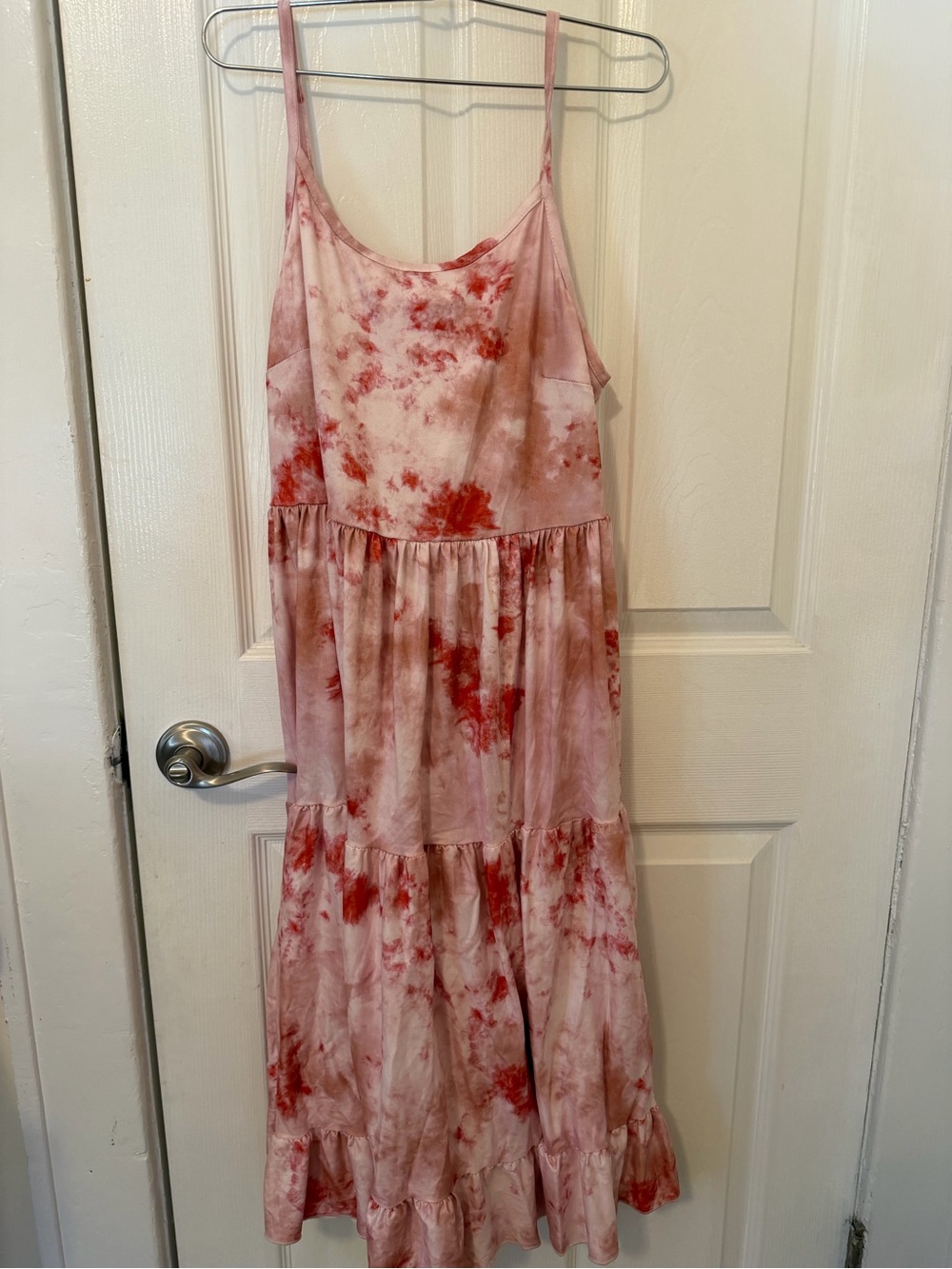 Pink Tie-Dye Tiered Maxi Dress